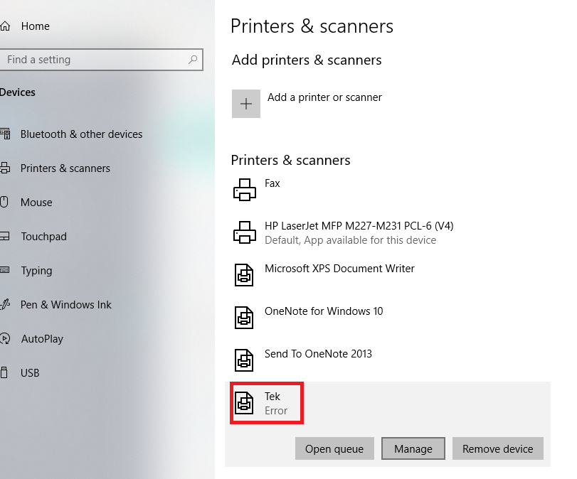 PrinterError